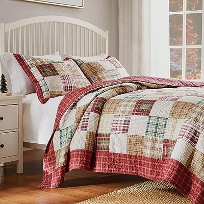 Greenland Home Fashions Greenland Home Oxford Parure de lit 2 pièces 100% coton pour lit simple/XL, rouge Greenland Home Fashions Greenland Home Oxford Parure de lit 2 pièces 100% coton pour lit simple/XL, rouge