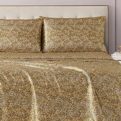Juicy Couture Parure de lit en satin avec poche profonde avec 1 drap-housse, 1 drap plat, 2 taies d'oreiller, draps de lit en satin infroissables et anti-boulochage – Monica Leopard Juicy Couture Parure de lit en satin avec poche profonde avec 1 drap-housse, 1 drap plat, 2 taies d'oreiller, draps de lit en satin infroissables et anti-boulochage – Monica Leopard