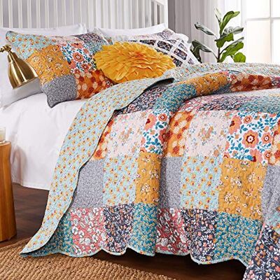 Greenland Home Fashions Greenland Home Parure de lit 3 pièces avec patchs Calico pour lit double/grand lit Greenland Home Fashions Greenland Home Parure de lit 3 pièces avec patchs Calico pour lit double/grand lit