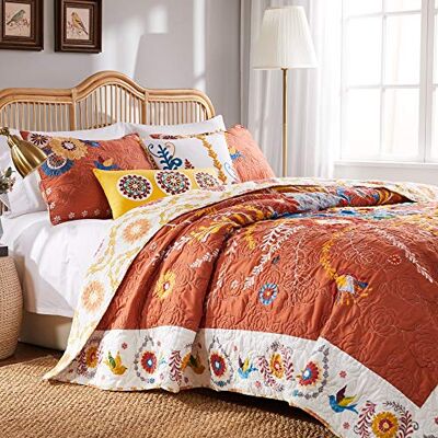 Greenland Home Fashions Barefoot Bungalow Topanga Parure de lit 3 pièces King size Multicolore Greenland Home Fashions Barefoot Bungalow Topanga Parure de lit 3 pièces King size Multicolore
