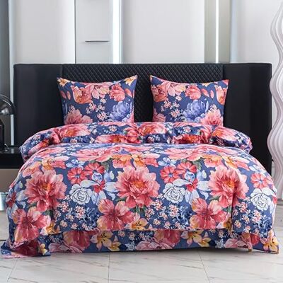 Cotton Market Parure de lit 135 x 200 cm en microfibre et coton Pour l'automne Avec fermeture éclair Motif fleurs Housse de couette avec 1 taie d'oreiller 70 x 80 cm Jardin / rose Cotton Market Parure de lit 135 x 200 cm en microfibre et coton Pour l'automne Avec fermeture éclair Motif fleurs Housse de couette avec 1 taie d'oreiller 70 x 80 cm Jardin / rose