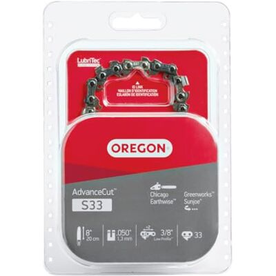 Oregon S33 AdvanceCut Chaîne de tronçonneuse compatible avec Chicago, Earthwise, Greenworks, Sun Joe, 20,3 cm, gris Oregon S33 AdvanceCut Chaîne de tronçonneuse compatible avec Chicago, Earthwise, Greenworks, Sun Joe, 20,3 cm, gris
