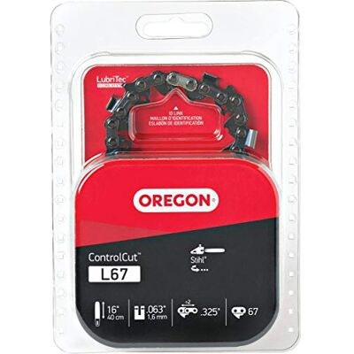 Oregon L67 ControlCut Chaîne de tronçonneuse de rechange pour barres de guidage de 40,6 cm, 67 maillons d'entraînement, pas : 0,825,5 cm, faible vibration, calibre de 0,63 cm, compatible avec les Oregon L67 ControlCut Chaîne de tronçonneuse de rechange pour barres de guidage de 40,6 cm, 67 maillons d'entraînement, pas : 0,825,5 cm, faible vibration, calibre de 0,63 cm, compatible avec les