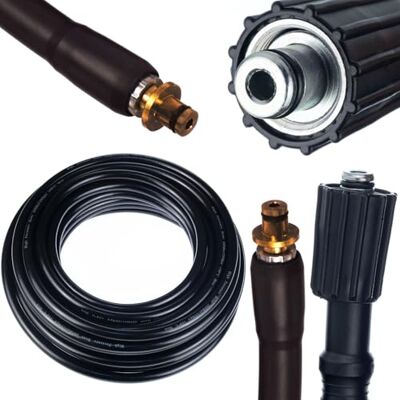 Rosfix Tuyau haute pression de 5 m pour Kärcher (ancien type avec goupille) Compatible avec les nettoyeurs haute pression K2-K7 200 bar Renfort en nylon Couche de protection en PVC Rosfix Tuyau haute pression de 5 m pour Kärcher (ancien type avec goupille) Compatible avec les nettoyeurs haute pression K2-K7 200 bar Renfort en nylon Couche de protection en PVC
