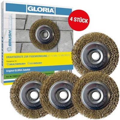 Gloria Brosse à Joints en Acier Ø11cm Pour MultiBrush & WeedBrush 4pcs Accessoire d'origine Lot de 4 brosses métalliques Pack éco idéal grands espaces pour dalles, pavés, pierre & terrasses Gloria Brosse à Joints en Acier Ø11cm Pour MultiBrush & WeedBrush 4pcs Accessoire d'origine Lot de 4 brosses métalliques Pack éco idéal grands espaces pour dalles, pavés, pierre & terrasses