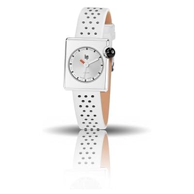 Lip Mach 2000 Mini Square Montre Femme Acier Cuir Blanc 671193 Lip Mach 2000 Mini Square Montre Femme Acier Cuir Blanc 671193