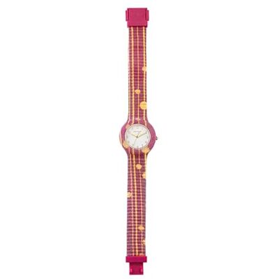 HIP HOP Montre femme Horloge Dame La methode cadran mono-couleur blanc mouvement seulement temps 3H quartz et bracelet silicone avec tissu multicolore HWU1182, Moderne HIP HOP Montre femme Horloge Dame La methode cadran mono-couleur blanc mouvement seulement temps 3H quartz et bracelet silicone avec tissu multicolore HWU1182, Moderne