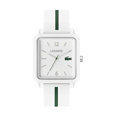 Lacoste Montre à quartz analogique pour homme Collection .12.12 STUDIO avec bracelet en silicone, blanc, Moderne Lacoste Montre à quartz analogique pour homme Collection .12.12 STUDIO avec bracelet en silicone, blanc, Moderne