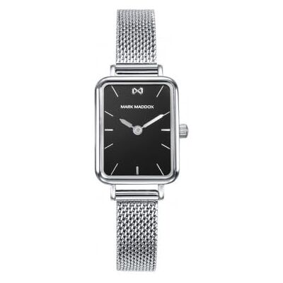 Mark Maddox Montre femme MM1025-57 Acier avec maille milanaise, cadran noir, quartz 2 aiguilles Mark Maddox Montre femme MM1025-57 Acier avec maille milanaise, cadran noir, quartz 2 aiguilles