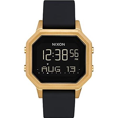 NIXON Siren SS A1211 Gold/Black 100m Water Resistant Women's Digital Sport Watch (36mm Watch Face, 18mm-16mm Silicone Band), Gold/Black, OSFM NIXON Siren SS A1211 Gold/Black 100m Water Resistant Women's Digital Sport Watch (36mm Watch Face, 18mm-16mm Silicone Band), Gold/Black, OSFM