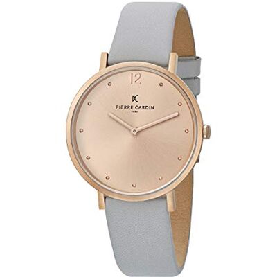 Pierre Cardin Montre Femme Analogique Quartz Belleville Simplicity, Gris/Rose Gold, sangle Pierre Cardin Montre Femme Analogique Quartz Belleville Simplicity, Gris/Rose Gold, sangle