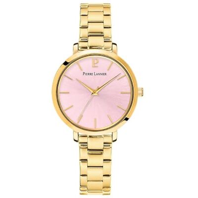 Pierre Lannier Montre femme Chouquette acier doré cadran rose Pierre Lannier Montre femme Chouquette acier doré cadran rose