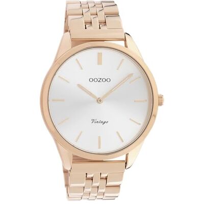 Oozoo C9988 Montre vintage pour femme avec bracelet à maillons en acier inoxydable Argenté/rose 38 mm Oozoo C9988 Montre vintage pour femme avec bracelet à maillons en acier inoxydable Argenté/rose 38 mm