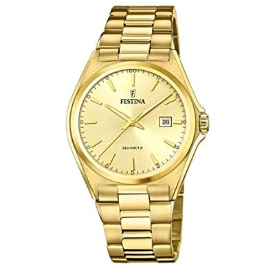 Festina Montre homme F20555/3 acier classique boîtier en acier inoxydable 316l doré bracelet en acier inoxydable 316l doré, or, Bracelet Festina Montre homme F20555/3 acier classique boîtier en acier inoxydable 316l doré bracelet en acier inoxydable 316l doré, or, Bracelet