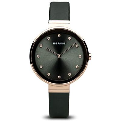 BERING Femmes Analogique Quartz Classic Collection Montre avec Bracelet en Cuir Satin & Verre Saphir 12034-667 BERING Femmes Analogique Quartz Classic Collection Montre avec Bracelet en Cuir Satin & Verre Saphir 12034-667
