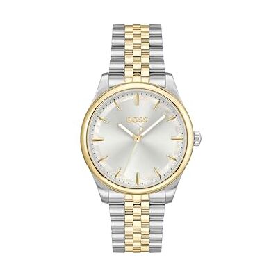 Boss 1502779 Montre à quartz analogique pour femme Collection Graceful avec bracelet en acier inoxydable bicolore, Argenté. Boss 1502779 Montre à quartz analogique pour femme Collection Graceful avec bracelet en acier inoxydable bicolore, Argenté.