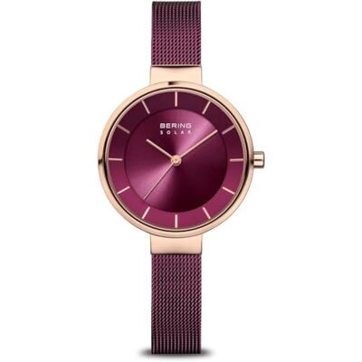 BERING Montre analogique solaire pour femme avec bracelet milanais 14631-969, Bracelet BERING Montre analogique solaire pour femme avec bracelet milanais 14631-969, Bracelet