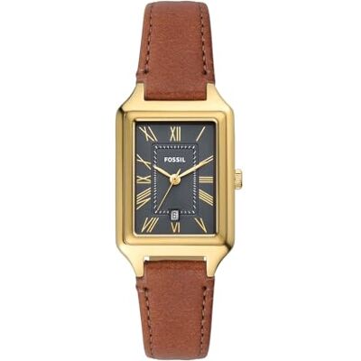 Fossil Montre Raquel pour femme, mouvement à quartz trois aiguilles avec bracelet en cuir Fossil Montre Raquel pour femme, mouvement à quartz trois aiguilles avec bracelet en cuir