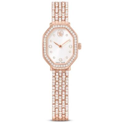 Swarovski Montre Dextera octagon, fabriquée en Suisse, bracelet en métal, ton or rose, finition ton or rose Swarovski Montre Dextera octagon, fabriquée en Suisse, bracelet en métal, ton or rose, finition ton or rose