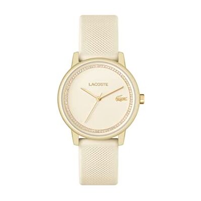 Lacoste . 12.12 GO Montre à quartz analogique pour femme avec bracelet en silicone, champagne, Bracelet Lacoste . 12.12 GO Montre à quartz analogique pour femme avec bracelet en silicone, champagne, Bracelet