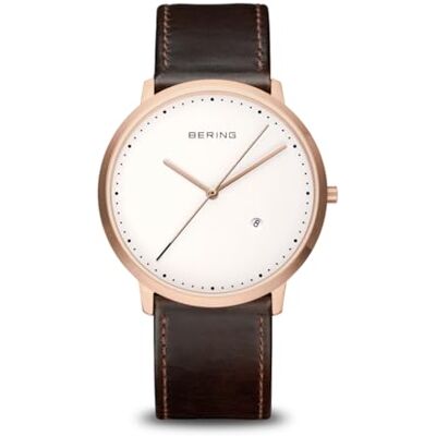 BERING Hommes Analogique Quartz Classic Collection Montre avec Bracelet en Cuir de Veau & Verre Saphir 11139-564 BERING Hommes Analogique Quartz Classic Collection Montre avec Bracelet en Cuir de Veau & Verre Saphir 11139-564