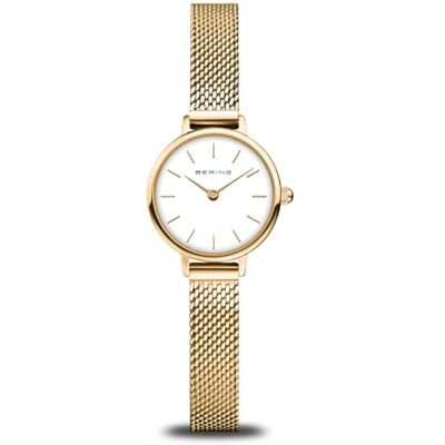 BERING Montre pour femme à mouvement à quartz classique avec acier inoxydable et verre saphir 11022-334, doré, classique et minimaliste BERING Montre pour femme à mouvement à quartz classique avec acier inoxydable et verre saphir 11022-334, doré, classique et minimaliste