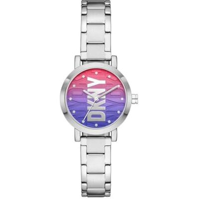 DKNY Soho Montre pour Femme, Mouvement à quartz avec bracelet en alliage, acier inoxydable, cuir ou silicone, Argent et spectre, 28MM DKNY Soho Montre pour Femme, Mouvement à quartz avec bracelet en alliage, acier inoxydable, cuir ou silicone, Argent et spectre, 28MM