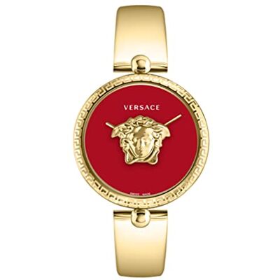 Versace Palazzo Empire Collection Montre de luxe pour femme avec un bracelet doré avec un boîtier doré et un cadran rouge, doré, OS, Palazzo Empire, Doré, OS, Palazzo Empire Versace Palazzo Empire Collection Montre de luxe pour femme avec un bracelet doré avec un boîtier doré et un cadran rouge, doré, OS, Palazzo Empire, Doré, OS, Palazzo Empire