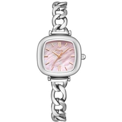 Alienwork Kimio Montre pour femme Petite élégante, Argent/Rose/Bracelet en cuir Argent-Rose, Bracelet Alienwork Kimio Montre pour femme Petite élégante, Argent/Rose/Bracelet en cuir Argent-Rose, Bracelet