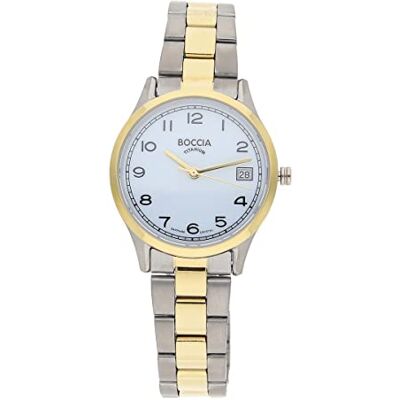Boccia Femmes Analogique Quartz Montre avec Bracelet en Titane 3324-02, Doré/Argenté, Bracelet Boccia Femmes Analogique Quartz Montre avec Bracelet en Titane 3324-02, Doré/Argenté, Bracelet