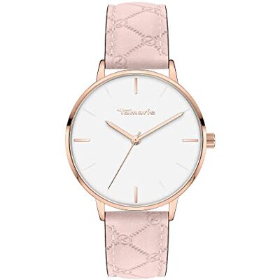 Tamaris Montre pour femme Montre à quartz ronde pour femme, or rose/rose, 36 mm, or rose/bracelet en cuir Logomania Rosé Tamaris Montre pour femme Montre à quartz ronde pour femme, or rose/rose, 36 mm, or rose/bracelet en cuir Logomania Rosé