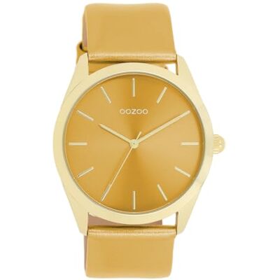 Oozoo Montre Timepieces pour femme Avec bracelet en cuir Montre moderne pour femme Élégante montre analogique ronde (boîtier de 40 mm), Oker Metallic, bracelet Oozoo Montre Timepieces pour femme Avec bracelet en cuir Montre moderne pour femme Élégante montre analogique ronde (boîtier de 40 mm), Oker Metallic, bracelet