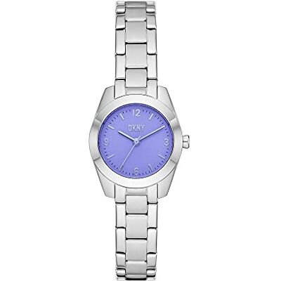 DKNY Nolita Montre pour Femme, Mouvement à quartz avec bracelet en acier inoxydable, cuir ou silicone, Ton argenté et violet, 26MM DKNY Nolita Montre pour Femme, Mouvement à quartz avec bracelet en acier inoxydable, cuir ou silicone, Ton argenté et violet, 26MM