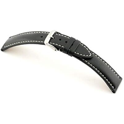 RIOS1931 ST. Petersburg Mod. 201 Bracelet de montre pour homme en cuir de juchte véritable Largeur 20 mm Longueur 114/82 mm Couleur : noir, noir, bracelet RIOS1931 ST. Petersburg Mod. 201 Bracelet de montre pour homme en cuir de juchte véritable Largeur 20 mm Longueur 114/82 mm Couleur : noir, noir, bracelet