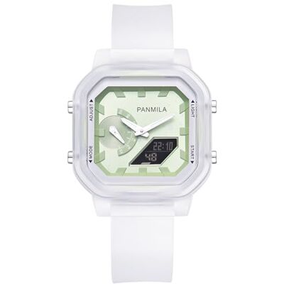 Alienwork Kids Montre numérique pour enfant multifonction imperméable, Transparent/vert/bracelet silicone transparent, Bande Alienwork Kids Montre numérique pour enfant multifonction imperméable, Transparent/vert/bracelet silicone transparent, Bande