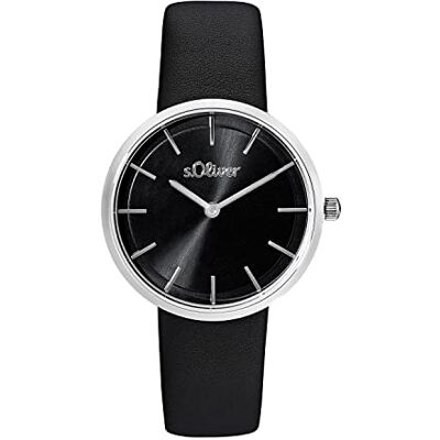 s.Oliver Montre à quartz analogique pour femme avec bracelet en cuir, étanche, livrée dans un coffret cadeau. s.Oliver Montre à quartz analogique pour femme avec bracelet en cuir, étanche, livrée dans un coffret cadeau.