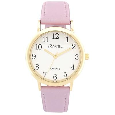 Ravel Montre de Tous Les Jours aux Couleurs Pastel pour Femmes Quartz Analogique R0137, Violet / Couleur Or, Grand boîtier de montre de 36 mm, bracelet Ravel Montre de Tous Les Jours aux Couleurs Pastel pour Femmes Quartz Analogique R0137, Violet / Couleur Or, Grand boîtier de montre de 36 mm, bracelet