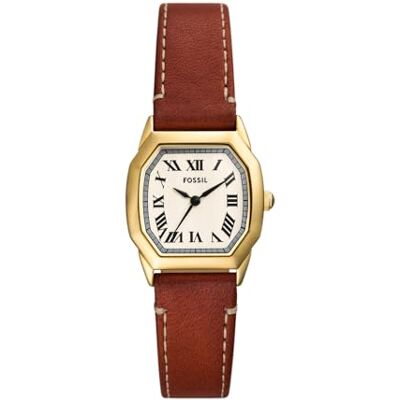Fossil Montre Harlow pour femme, mouvement à quartz trois aiguilles avec bracelet en acier inoxydable ou en cuir, Marron foncé, 27 mm Fossil Montre Harlow pour femme, mouvement à quartz trois aiguilles avec bracelet en acier inoxydable ou en cuir, Marron foncé, 27 mm