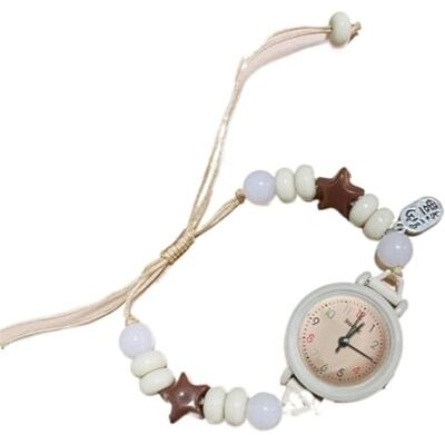LAFSFBDF Montre Little Fresh for femme, haute beauté, faite à la main, avec perles, niche for étudiante(B) LAFSFBDF Montre Little Fresh for femme, haute beauté, faite à la main, avec perles, niche for étudiante(B)