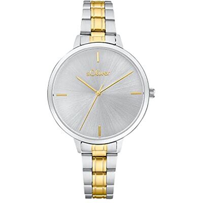 s.Oliver Montre à quartz analogique pour femme avec bracelet en acier inoxydable, résistante à l'eau jusqu'à 3 bars, livrée dans un coffret cadeau. s.Oliver Montre à quartz analogique pour femme avec bracelet en acier inoxydable, résistante à l'eau jusqu'à 3 bars, livrée dans un coffret cadeau.