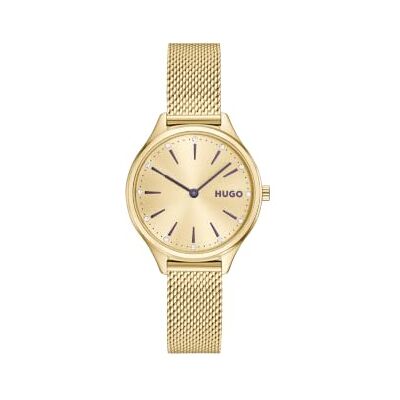 HUGO Montre À Quartz Analogique Pour Femme, Collection #Glossy, Avec Bracelet En Acier Inoxydable Doré 1540188 HUGO Montre À Quartz Analogique Pour Femme, Collection #Glossy, Avec Bracelet En Acier Inoxydable Doré 1540188