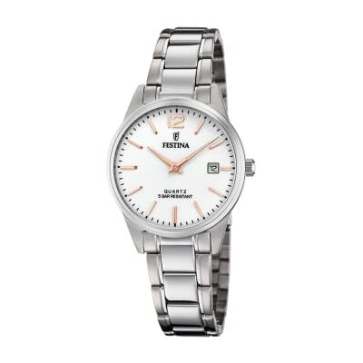 Festina Femme Analogique Quartz Montre avec Bracelet en Acier Inoxydable F20509/2, White, mittel, Classique Festina Femme Analogique Quartz Montre avec Bracelet en Acier Inoxydable F20509/2, White, mittel, Classique
