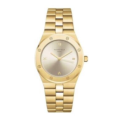 Rosefield Montre pour femme rose Montre analogique à quartz Verre minéral Bracelet en acier inoxydable Or argenté et or rose Rosefield Montre pour femme rose Montre analogique à quartz Verre minéral Bracelet en acier inoxydable Or argenté et or rose