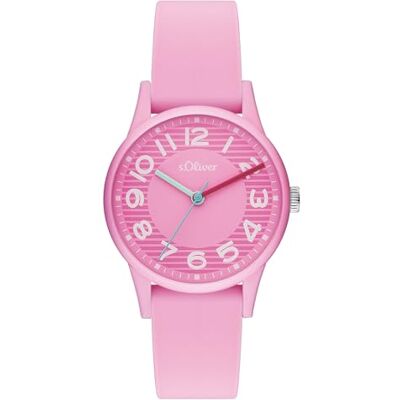 s.Oliver Montre à quartz analogique pour femme avec bracelet en silicone, Rose, Bracelet s.Oliver Montre à quartz analogique pour femme avec bracelet en silicone, Rose, Bracelet