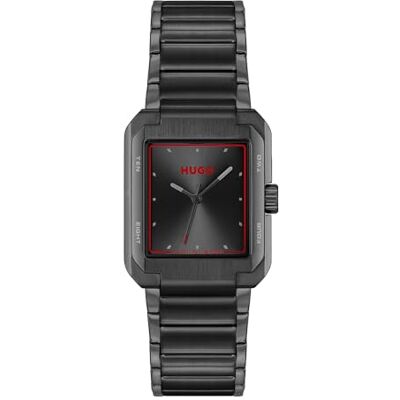 HUGO #Thrive 1530383 Montre à quartz à trois aiguilles pour homme Collection analogique avec bracelet en acier inoxydable noir, Noir HUGO #Thrive 1530383 Montre à quartz à trois aiguilles pour homme Collection analogique avec bracelet en acier inoxydable noir, Noir