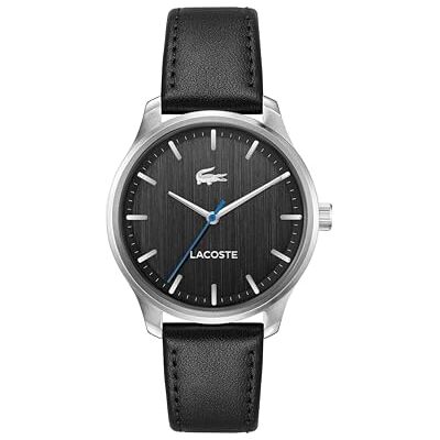 Lacoste Montre à Mouvement à Quartz Trois Aiguilles pour Homme Collection LISBON avec Bracelet en Cuir Noir 2011372 Lacoste Montre à Mouvement à Quartz Trois Aiguilles pour Homme Collection LISBON avec Bracelet en Cuir Noir 2011372