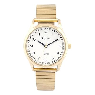 Ravel Montre unisexe facile à lire tous les jours avec piste des minutes sur bracelet en acier inoxydable Quartz analogique R0242 Ravel Montre unisexe facile à lire tous les jours avec piste des minutes sur bracelet en acier inoxydable Quartz analogique R0242