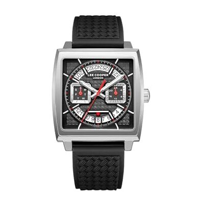 Lee Cooper Homme Analogique Quartz Montre avec Bracelet en Silicone LC08065.351, Noir, Sangle Lee Cooper Homme Analogique Quartz Montre avec Bracelet en Silicone LC08065.351, Noir, Sangle