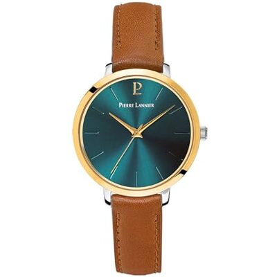 Pierre Lannier Femme Analogique Quartz Montre avec Bracelet en Cuir 046H774, Vert, sangle Pierre Lannier Femme Analogique Quartz Montre avec Bracelet en Cuir 046H774, Vert, sangle