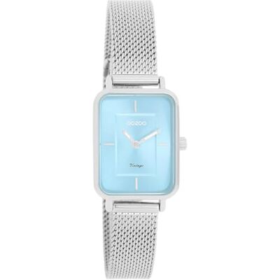 Oozoo Montre vintage pour femme Avec bracelet en maille Montre moderne pour femme Élégante montre analogique Rectangulaire C20350_C20354_Parent (boîtier 24 x 28 mm), Argenté/bleu, Bracelet Oozoo Montre vintage pour femme Avec bracelet en maille Montre moderne pour femme Élégante montre analogique Rectangulaire C20350_C20354_Parent (boîtier 24 x 28 mm), Argenté/bleu, Bracelet